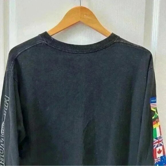 HUF Men’s World Tour Long Sleeve T Shirt Black Size Medium - Picture 11 of 16